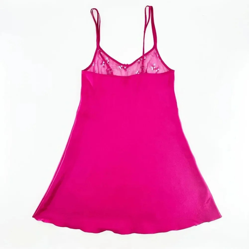 Valege Lingerie Babydoll Dress Womens Size‎ M Pink Floral Embroidered Lace